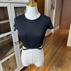 Alo Yoga Tee Woman's XS Black Halo Strappy Sides